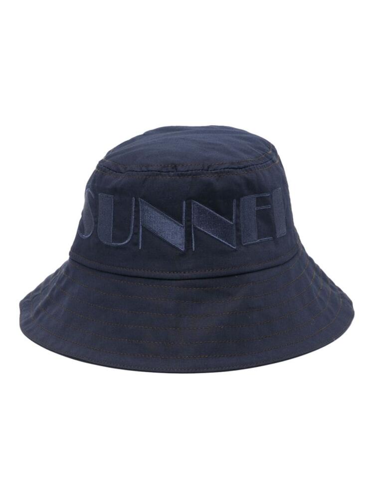 Sunnei logo-embroidered cotton bucket hat - Blue Cover