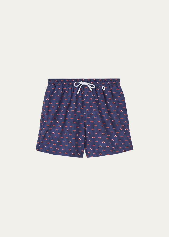 Loro Piana Men's Sailboat-Print Nylon Swim Trunks Cover