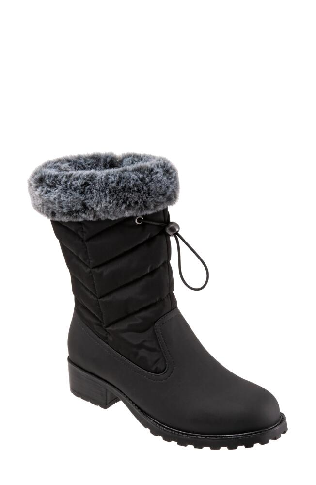 Trotters Bryce Faux Fur Trim Winter Boot in Black Cover