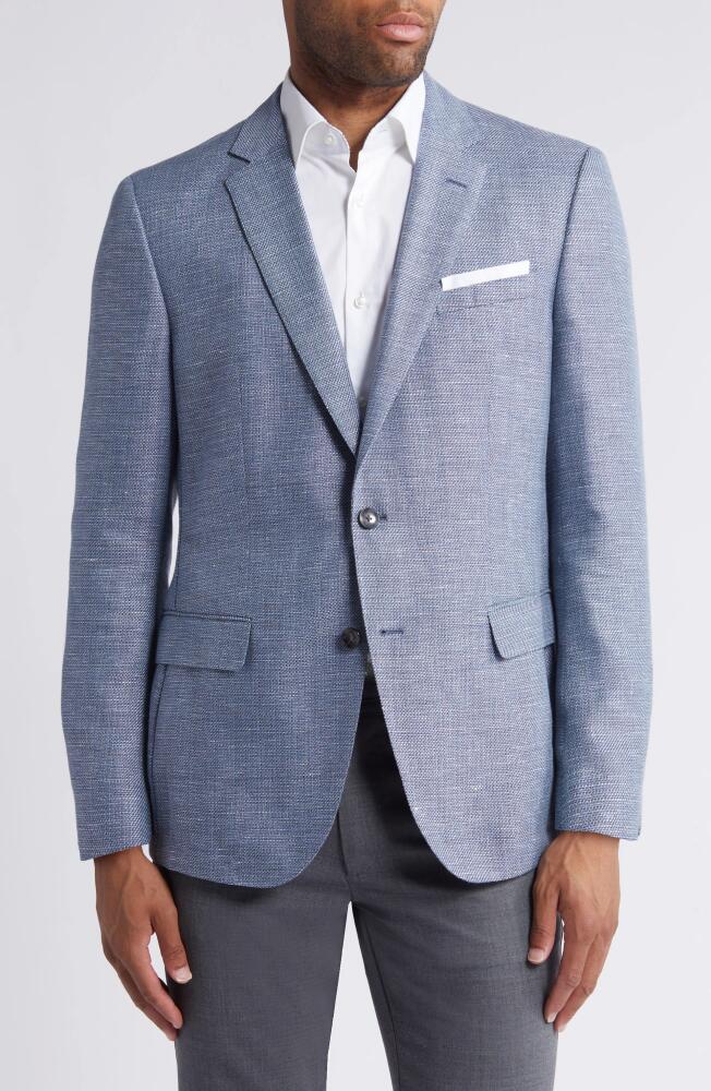 BOSS Hutson Linen & Wool Sport Coat in Open Blue Cover