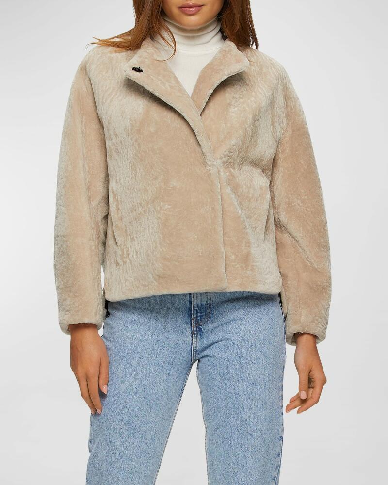 Gorski Shearling Lamb Collarless Jacket Cover