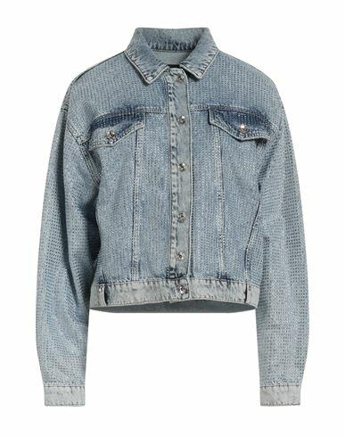 Patrizia Pepe Woman Denim outerwear Blue Cotton, Glass Cover