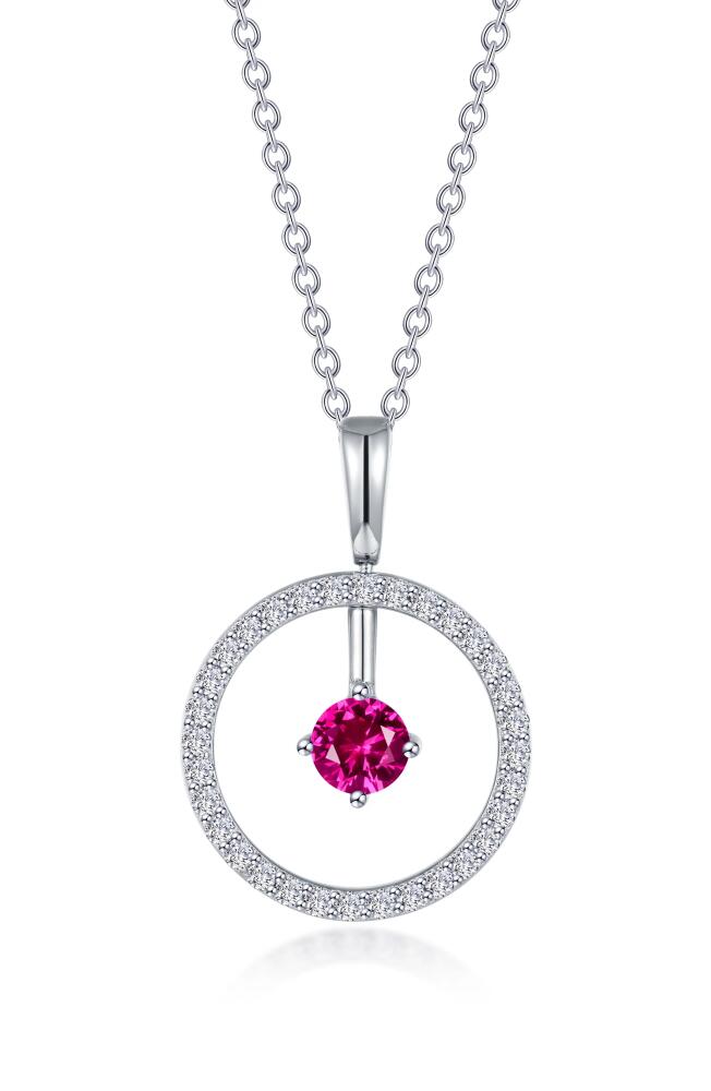 Lafonn Simulated Diamond Lab-Created Birthstone Reversible Pendant Necklace in Red/July Cover