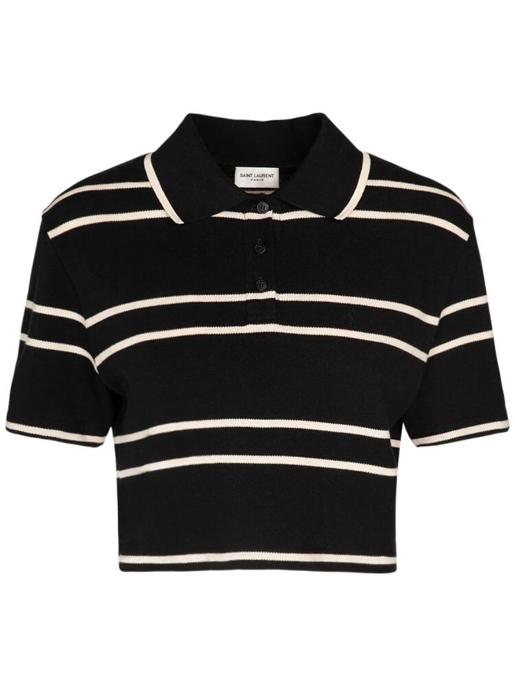 SAINT LAURENT Cropped Cotton Polo Top Cover