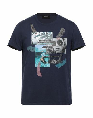 Ermanno Scervino Man T-shirt Midnight blue Cotton, Elastane Cover