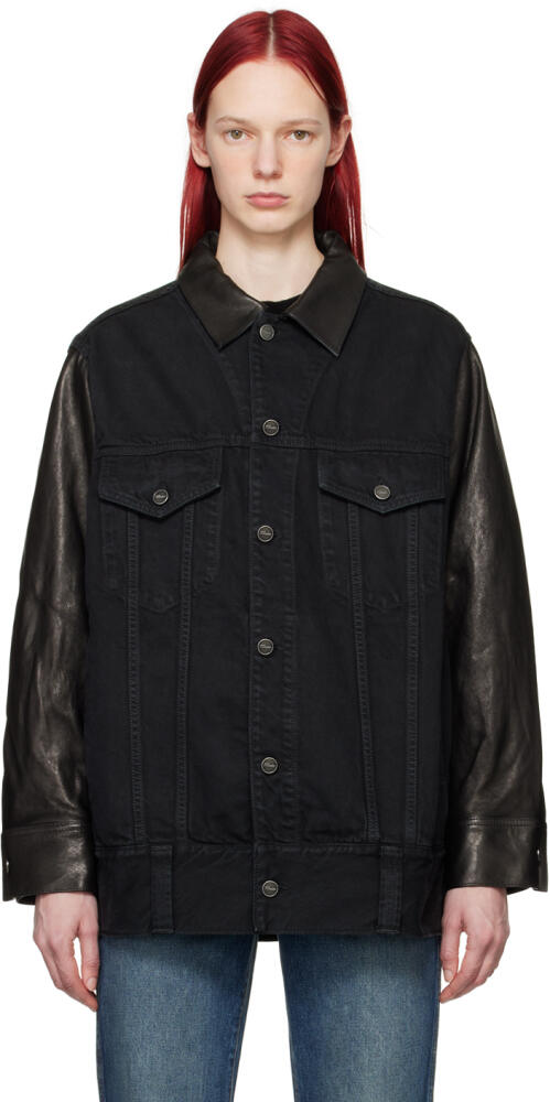 KHAITE Black 'The Grizzo' Denim & Leather Jacket Cover