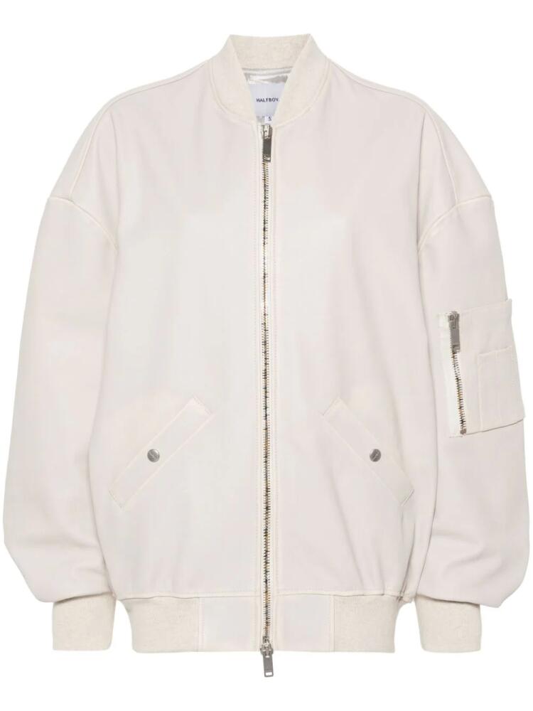 Halfboy Over leather bomber jacket - Neutrals Cover