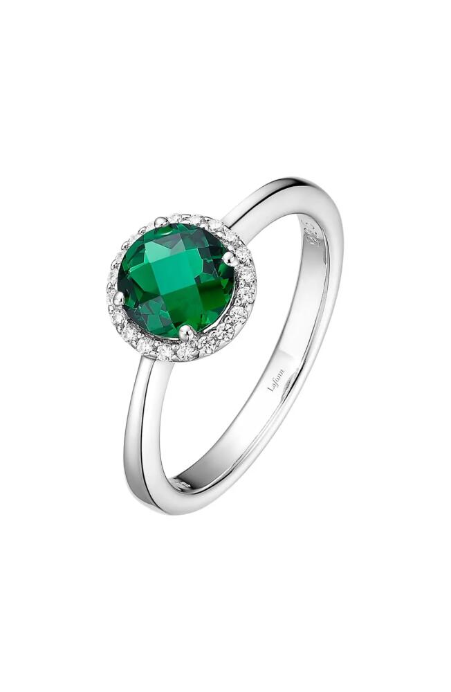 Lafonn Birthstone Halo Ring in May Emerald /Silver Cover