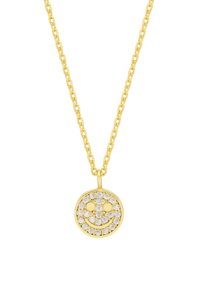 Estella Bartlett Pavé Smiley Face Necklace in Gold Cover