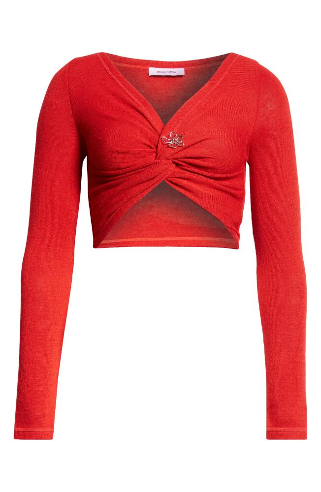 MACCAPANI The Angela Twist Detail Long Sleeve Crop Top in Red Cover