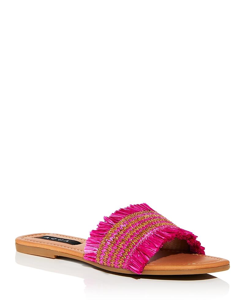 Aqua Women's Meile Fringed Raffia Slide Sandals - Exclusive Cover