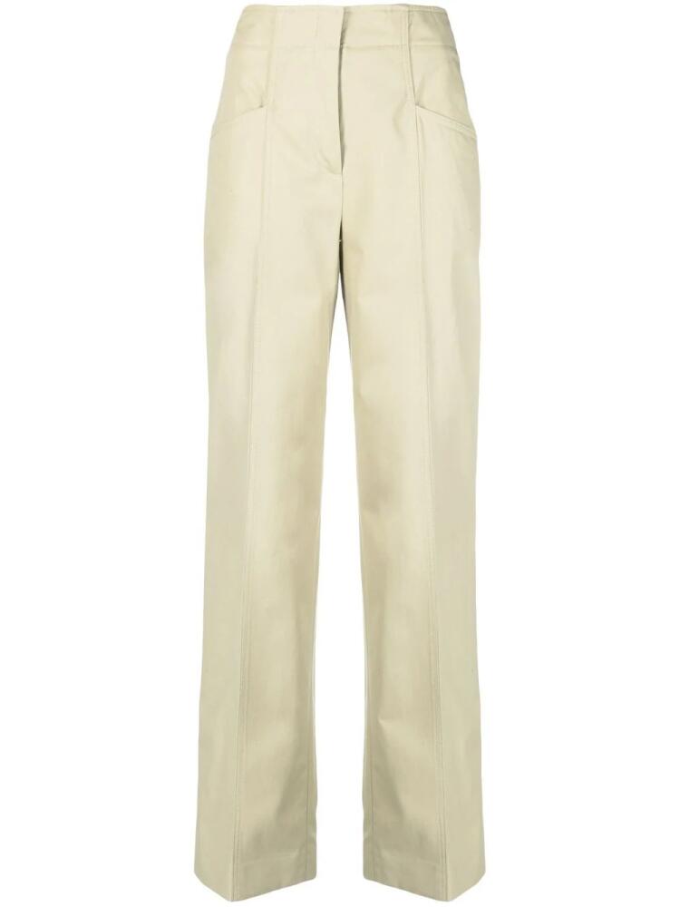 Calvin Klein high-waisted straight cotton trousers - Neutrals Cover