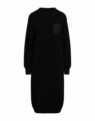 Peserico Woman Midi dress Black Virgin Wool, Silk, Cashmere, Metallic fiber Cover