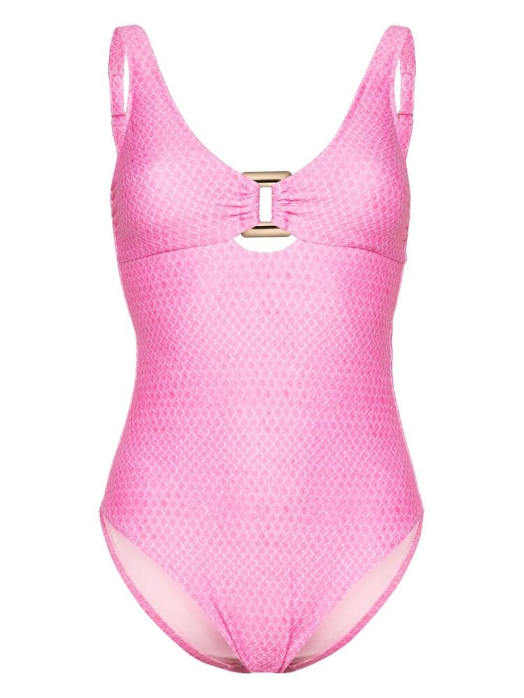 Heidi Klein Guana Island snake-print swimsuit - Pink Cover