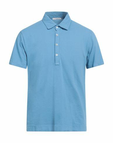 Boglioli Man Polo shirt Azure Linen Cover