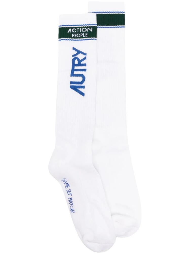 Autry logo-print ribbed socks - White Cover