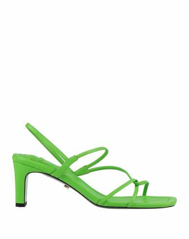 Sandro Woman Sandals Green Leather Cover