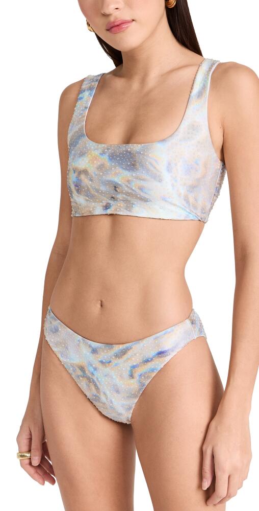 SIMKHAI Klaine Bikini Top Water Print Mother Of Pearl Cover