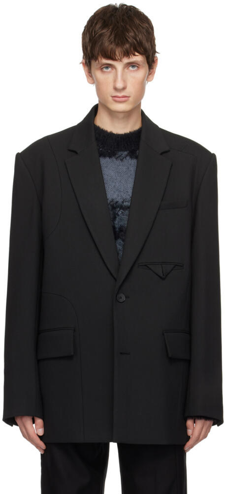 Feng Chen Wang Black Notched Lapel Blazer Cover