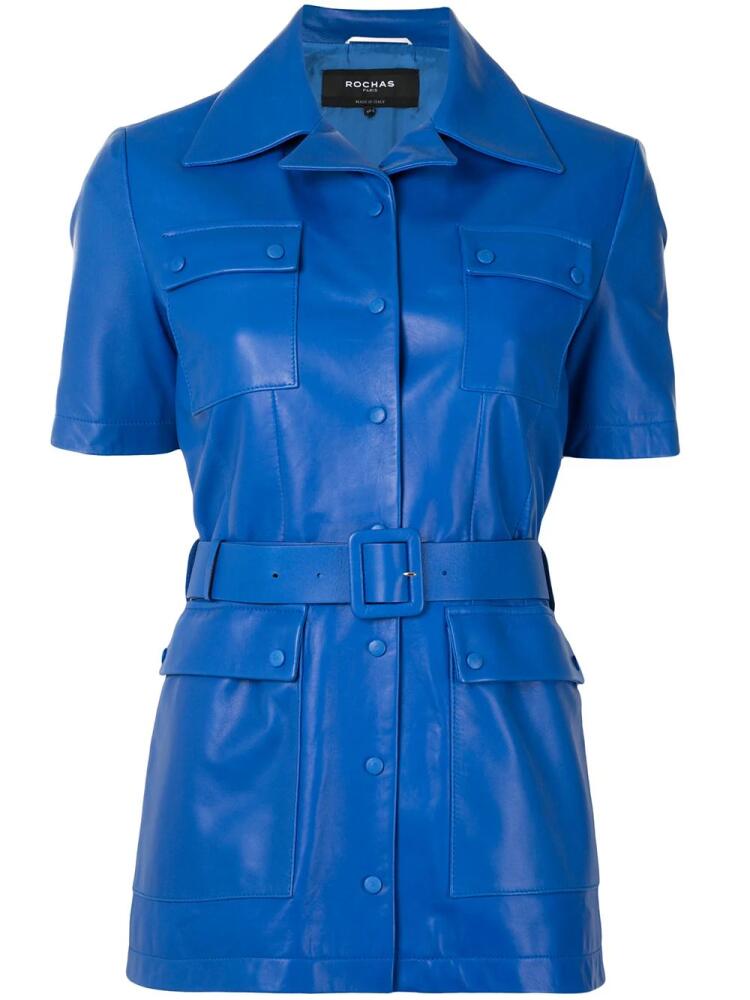 Rochas short-sleeved leather jacket - Blue Cover