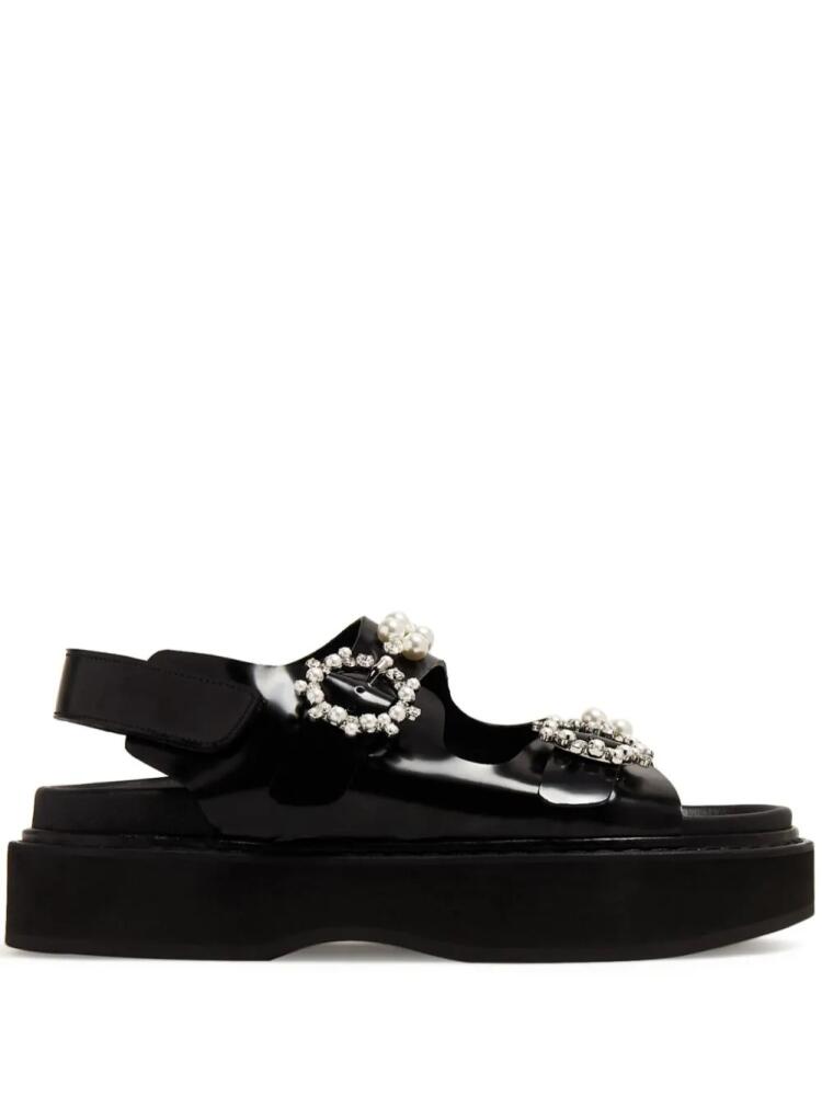 Simone Rocha buckled flatform leather sandals - Black Cover