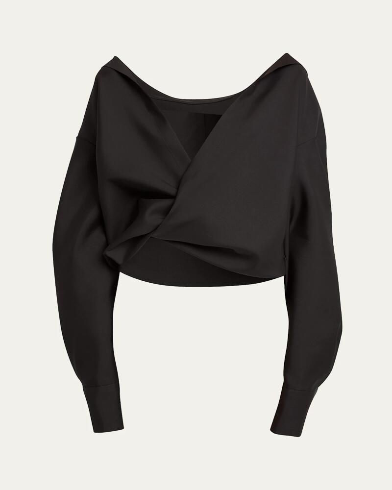 Valentino Garavani Draped Collared Wrap Blouse Cover