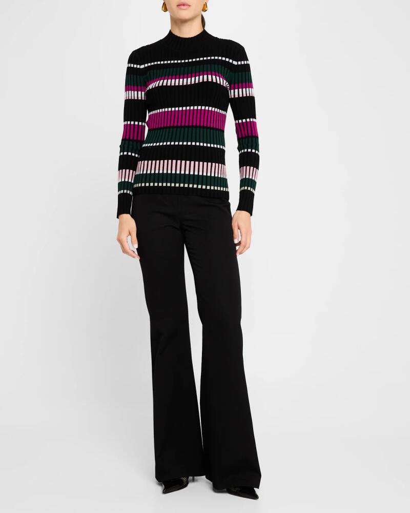 Elie Tahari The Vienna Striped Mock-Neck Sweater Cover