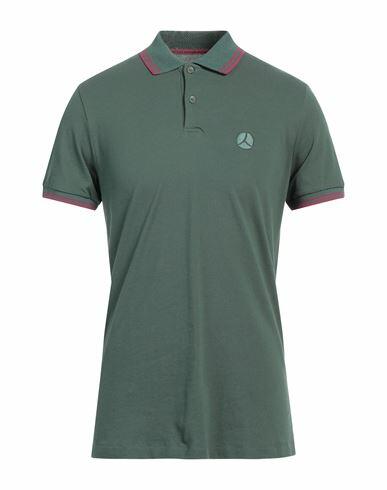 People Of Shibuya Man Polo shirt Dark green Cotton, Elastane Cover