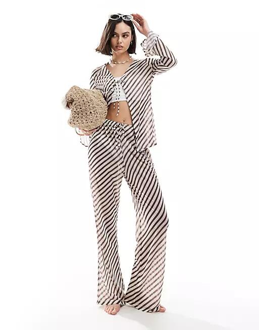 4th & Reckless anais sheer beach pants in stripe - part of a set-Multi Cover