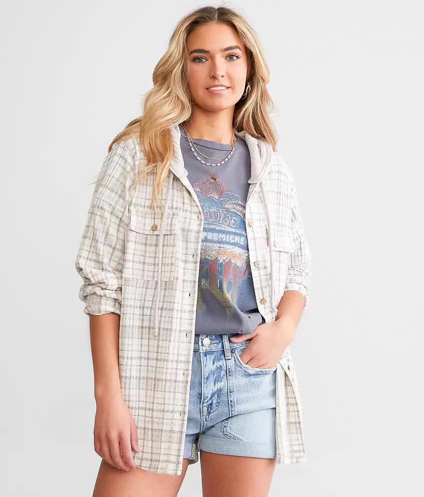 Modish Rebel Hooded Plaid Shirt Cover