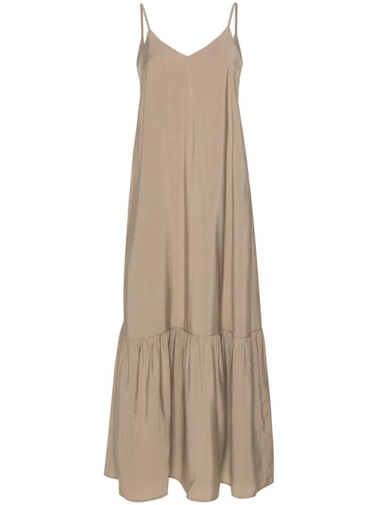 Peserico Habotai ruffled modal maxi dress - Brown Cover