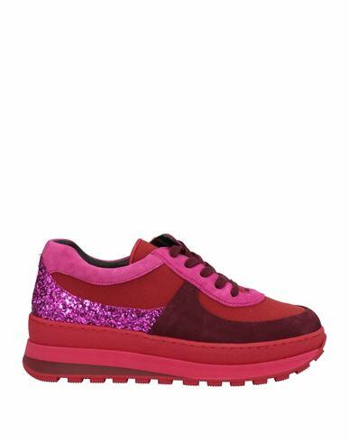 Daniele Ancarani Woman Sneakers Garnet Textile fibers, Soft Leather Cover