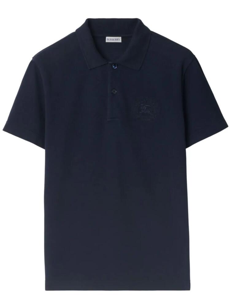 Burberry EDK-embroidered cotton polo shirt - Blue Cover