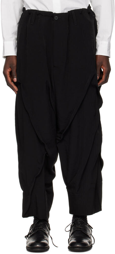 YOHJI YAMAMOTO Black Gathered Trousers Cover