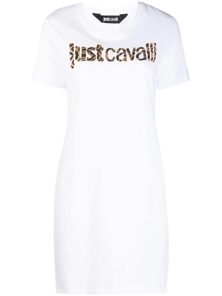 Just Cavalli animal-print logo T-shirt dress - White Cover