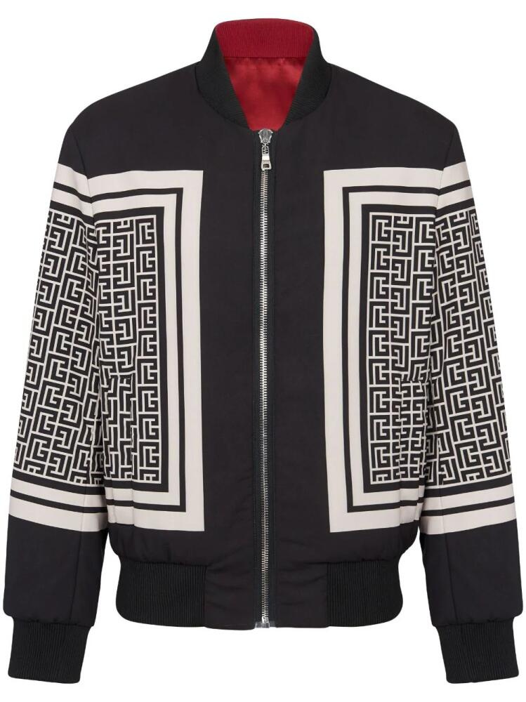 Balmain monogram-print reversible bomber jacket - Black Cover