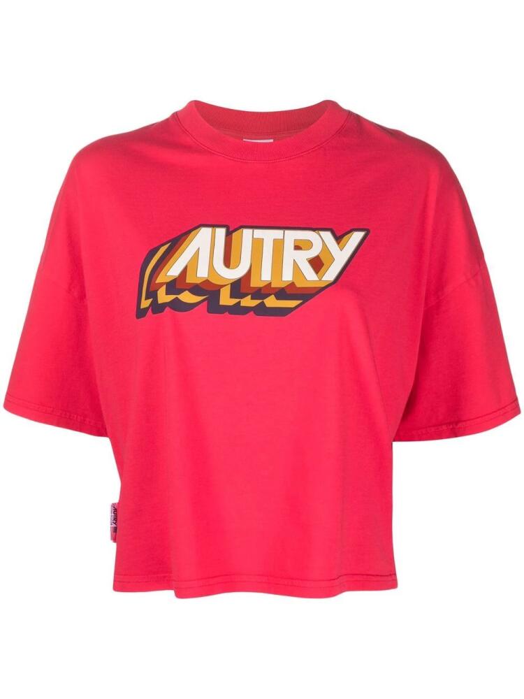 Autry logo-print short-sleeved T-shirt - Pink Cover