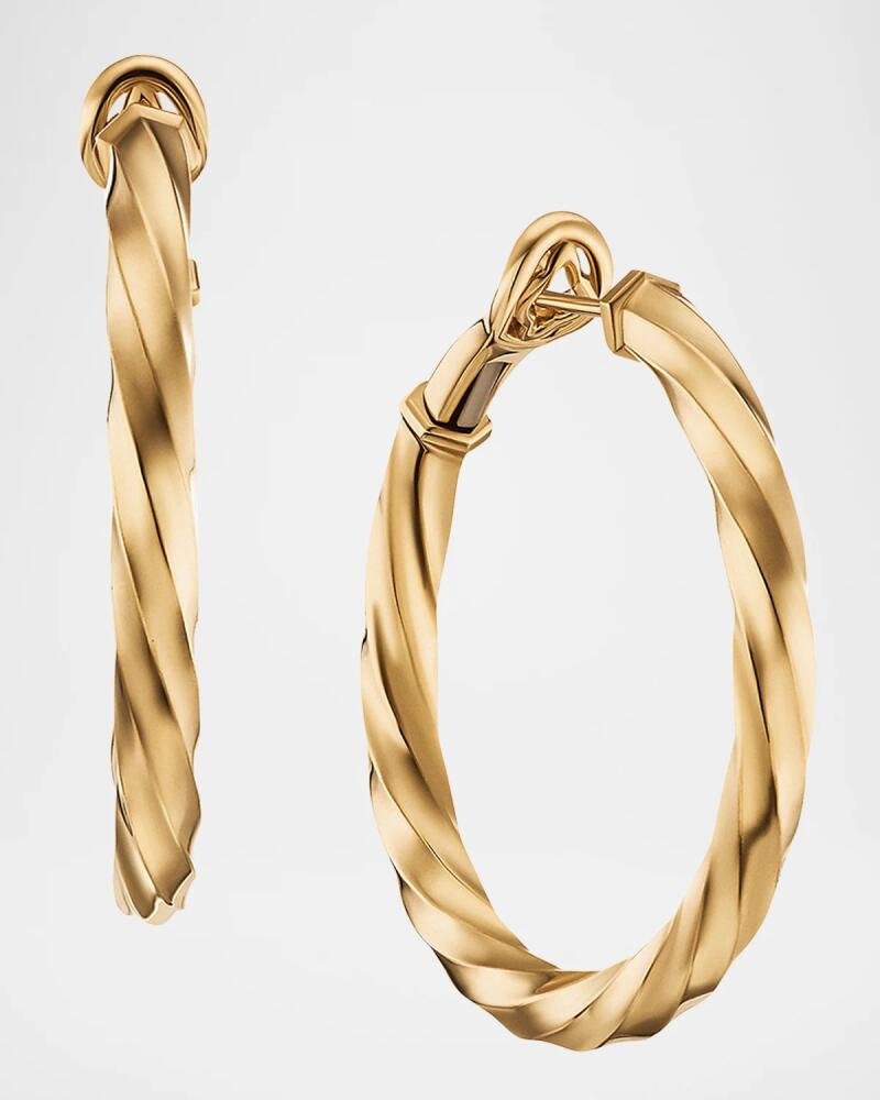 David Yurman Cable Edge Hoop Earrings in 18K Gold, 1.5"L Cover