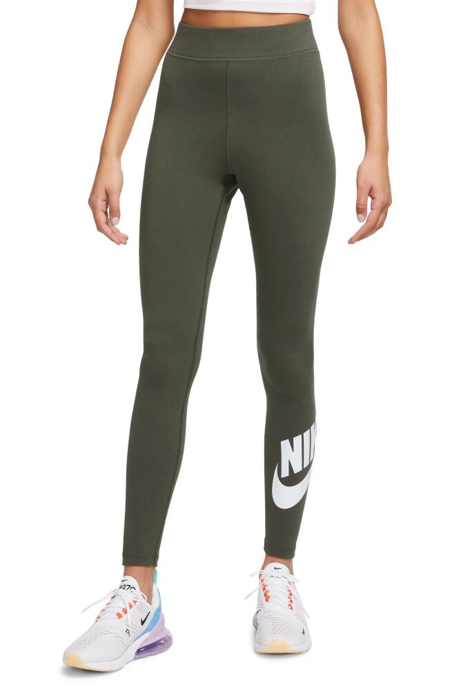 Nike Sportswear Classics High Waist Graphic Leggings in Cargo Khaki/White Cover