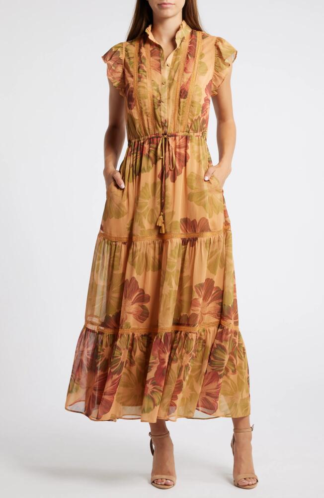 Lost + Wander Flower Power Ruffle Maxi Dress in Vintage Carmel Multi Cover