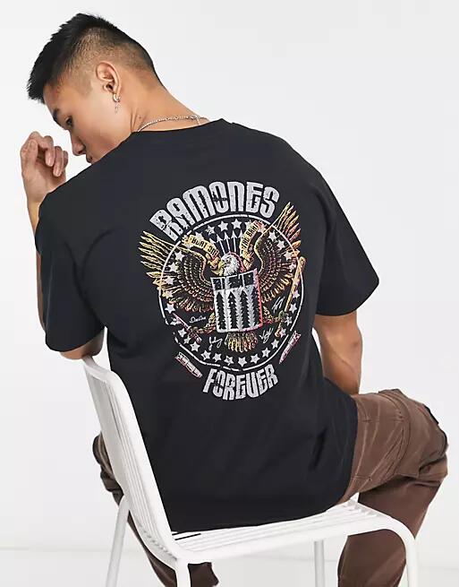 Pull & Bear x Ramones printed t-shirt in black Cover