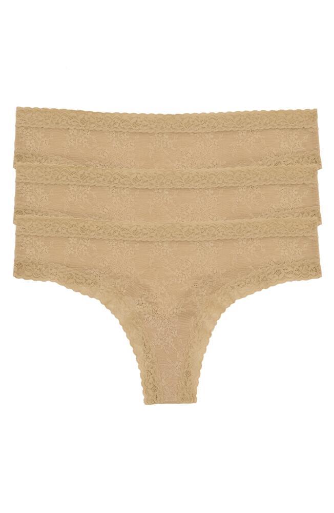 Natori Escape Lace Thong 3-Pack in Cafe Cover