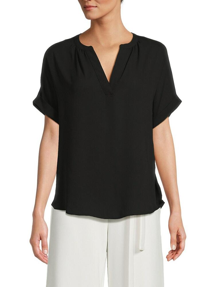 T Tahari Women's Splitneck Top - Black Cover