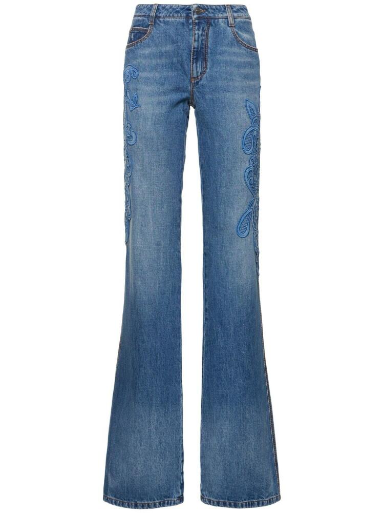 ERMANNO SCERVINO Embroidered Mid Rise Denim Jeans Cover