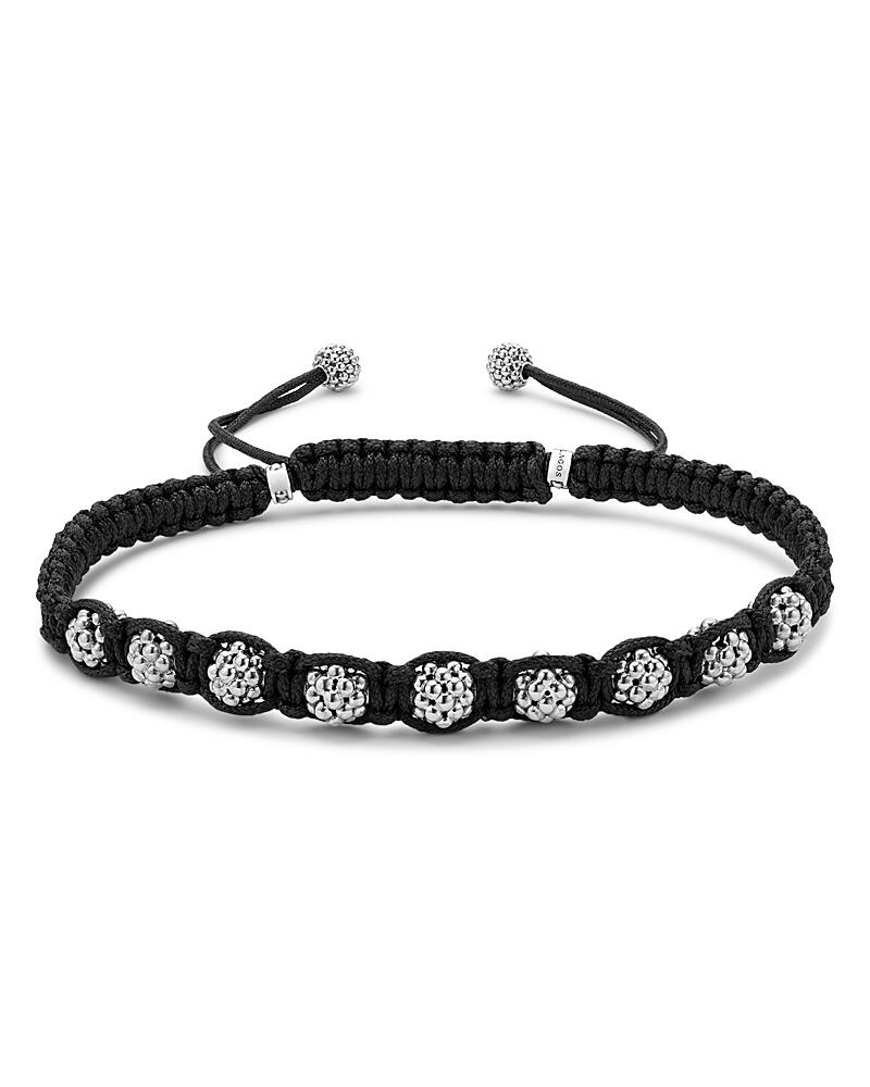 Lagos Men's Sterling Silver Anthem Caviar Bead Black Macrame Bracelet - Exclusive Cover