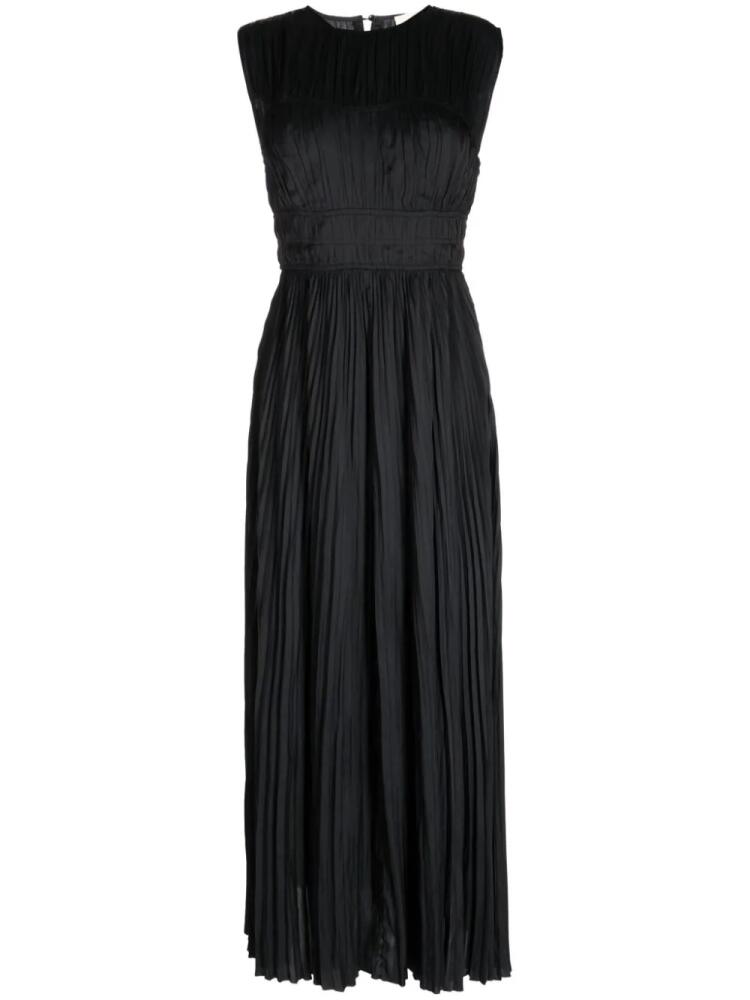 Ulla Johnson Delia plissé satin gown dress - Black Cover