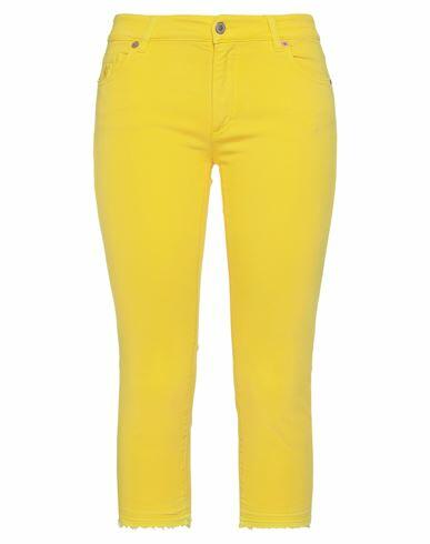 Avantgar Denim By European Culture Woman Pants Yellow Cotton, Polyester, Elastane Cover