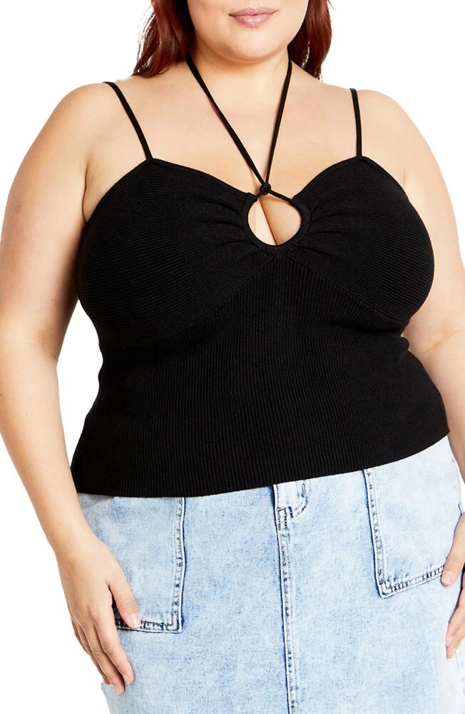 City Chic Rib Knit Tank Top in Black Cover