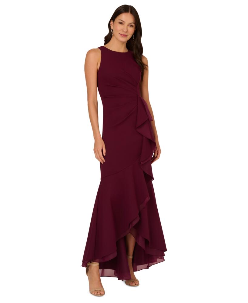 Adrianna Papell Women's Ruffled High-Low Gown - Cabernet Cover