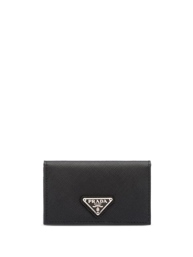 Prada triangle-logo leather cardholder - Black Cover